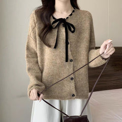 Women's light brown knit cardigan