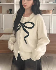 Women's WHITE knit cardigan