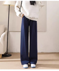 Women's high-waisted wide-leg trousers (polyster)