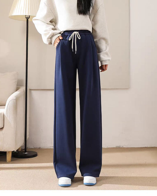 Women's high-waisted wide-leg trousers (polyster)