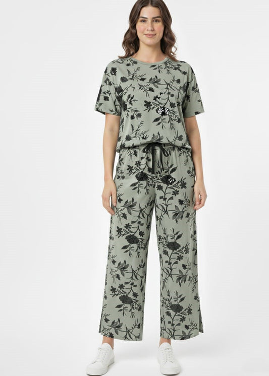 SPF Relaxed Fit Floral Sequin Loungewear Set
