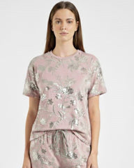 SPF Relaxed Fit Floral Sequin Loungewear Set