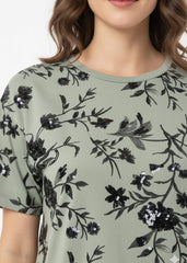 SPF Relaxed Fit Floral Sequin Loungewear Set