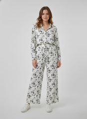 Womens Floral Printed Top and Wide-Leg Pants Co-ord Set