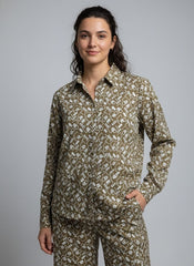 Womens Printed Top and Wide-Leg Pants Co-ord Set