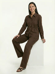 Elegant Brown Two-Piece Pant Suit for Women