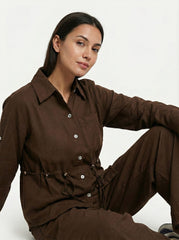 Elegant Brown Two-Piece Pant Suit for Women