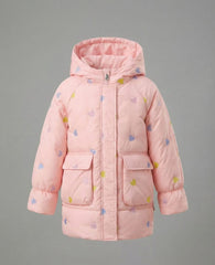 XGZZX GIRLS PRINTED DOUBLE POCKET PUFFER JACKET