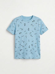 LCW Boys Sky Blue Graphic Print Cotton T Shirt