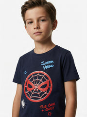 LCW Boys Navy Blue Superhero Graphic T-Shirt