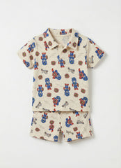 RESERVED Boys Superhero Print Polo & Shorts Set