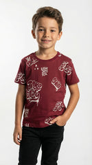 LCW Boys Maroon Graphic Print T-Shirt
