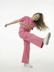 M&S Girls Everyday Essential Pink T-Shirt & Cargo Lounge Set