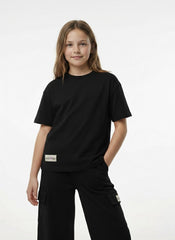 M&S Girls Everyday Essential Black T-Shirt & Cargo Set