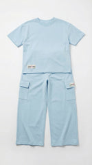 M&S Girls Everyday Essential Light Blue T-Shirt & Cargo Set