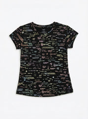 M&S The Receipt Tee Unique Allover Print Black T Shirt