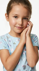 M&S Girls Shimmer Heart Print Short Sleeve T Shirt