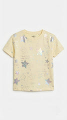 M&S Girls Happy Everyday Iridescent Star Print T Shirt