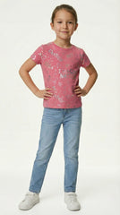M&S Girls Pink Fantasy & Imagination Sparkle Graphic T Shirt