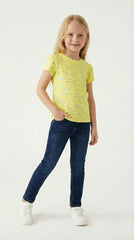 M&S Girls Yellow All Over Text Print T Shirt