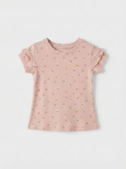 NAME IT Girls Textured Floral Printed Tee