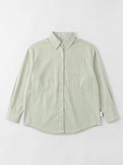 Women's Sage Green Striped Button-Down Shirt