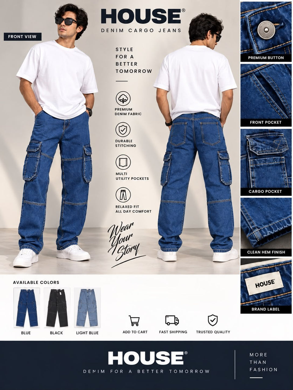 Men’s Denim Cargo Jeans