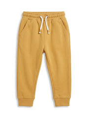 Boys' Mustard Yellow Casual Joggers with Drawstring Waist