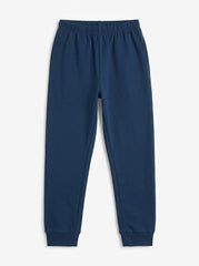 Kids' Navy Blue Elastic-Waist Casual Joggers