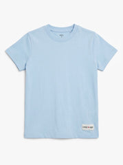 Girls' Light Blue Casual Short-Sleeve T-Shirt with "Lovely Days" Patch