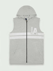 Boys branded ' Light Grey Hooded Zip Vest with "LA Skate" Graphic