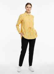 Womens Striped Long Sleeve Button Slim