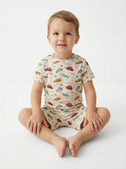 RESERVED Boys Organic Cotton Car Print T Shirt & Shorts Set