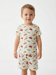 RESERVED Boys Organic Cotton Car Print T Shirt & Shorts Set