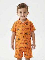 RESERVED Boys Printed Polo & Shorts Set