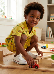 RESERVED Boys Yellow Car & Vehicle Print Polo & Shorts Set