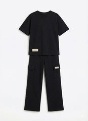M&S Girls Everyday Essential Black T-Shirt & Cargo Set