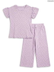Girls' Floral Print Ruffle Top and Pants Set