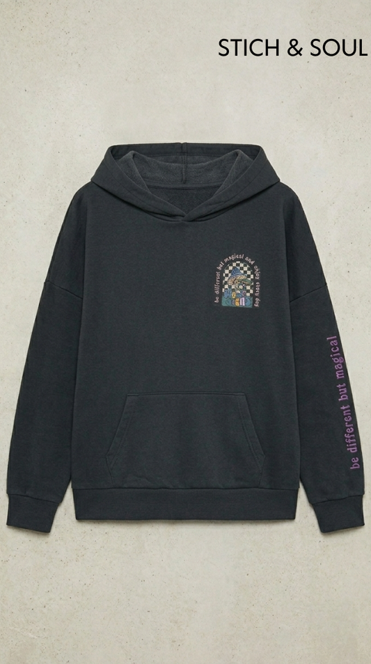 STICH & SOUL WOMENS BACKPRINT BLACK HOODIE