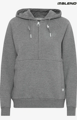OXMO OXANDREA Womens Total Eclipse Half Zipped medium grey melange Hoodie