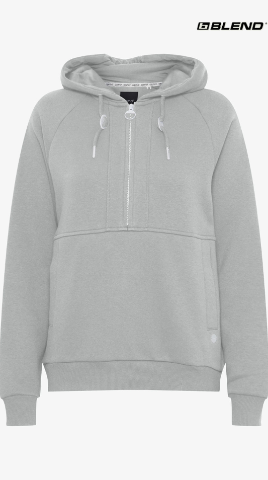 OXMO OXANDREA Womens Total Eclipse Half Zipped Limestone Hoodie