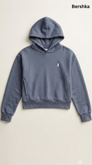 BERSHKA WOMENS BASIC FADED NAVY BLUE HOODIE