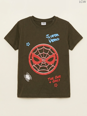 LC Waikiki Boys Olive Green Spider-Man Graphic T-Shirt