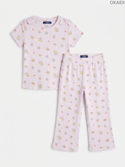 Girls' Floral Print Short Sleeve Top and Pants Set