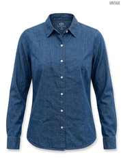 Vintage Women's Denim Long-Sleeved Shirt