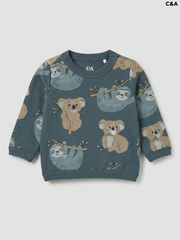 C&A Kids' Teal Koala & Sloth Print Sweatshirt | Casual Animal Wear