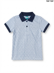 TOP TOP Kids' Light Blue Geometric Print Polo Shirt | Casual Summer Wear