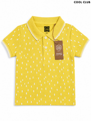 COOL CLUB Kids' Yellow Dash Print Organic Cotton Polo Shirt | Casual Summer Wear