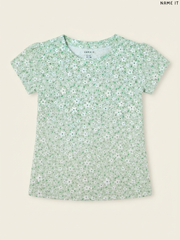 Name It Ditsy Floral Print Girls' T-Shirt (Sage Green)