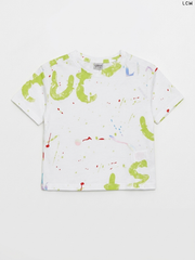 LCW Paint Splatter Print Girls' T-Shirt (White)